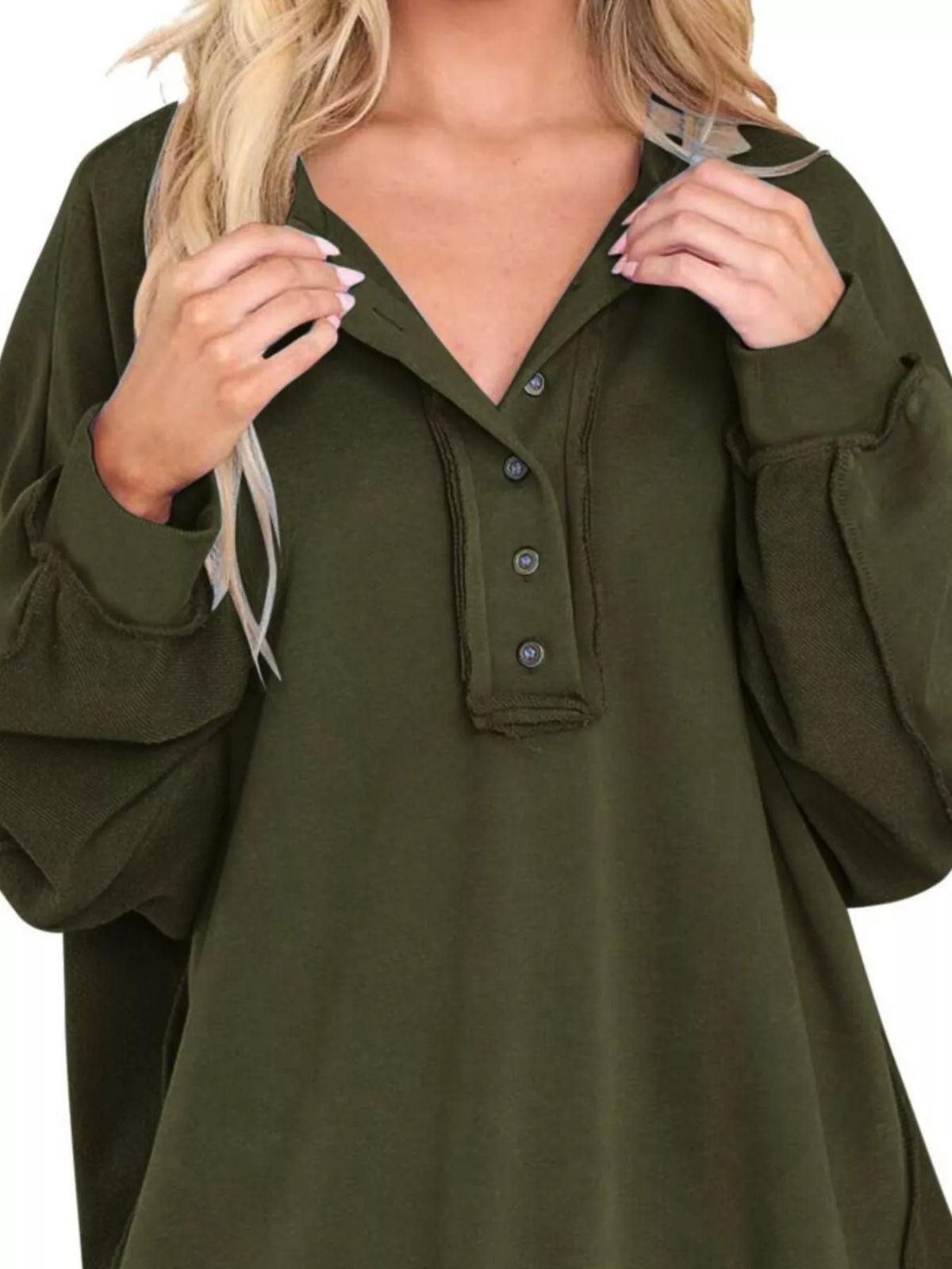 Half Snap Long Sleeve Sweatshirt