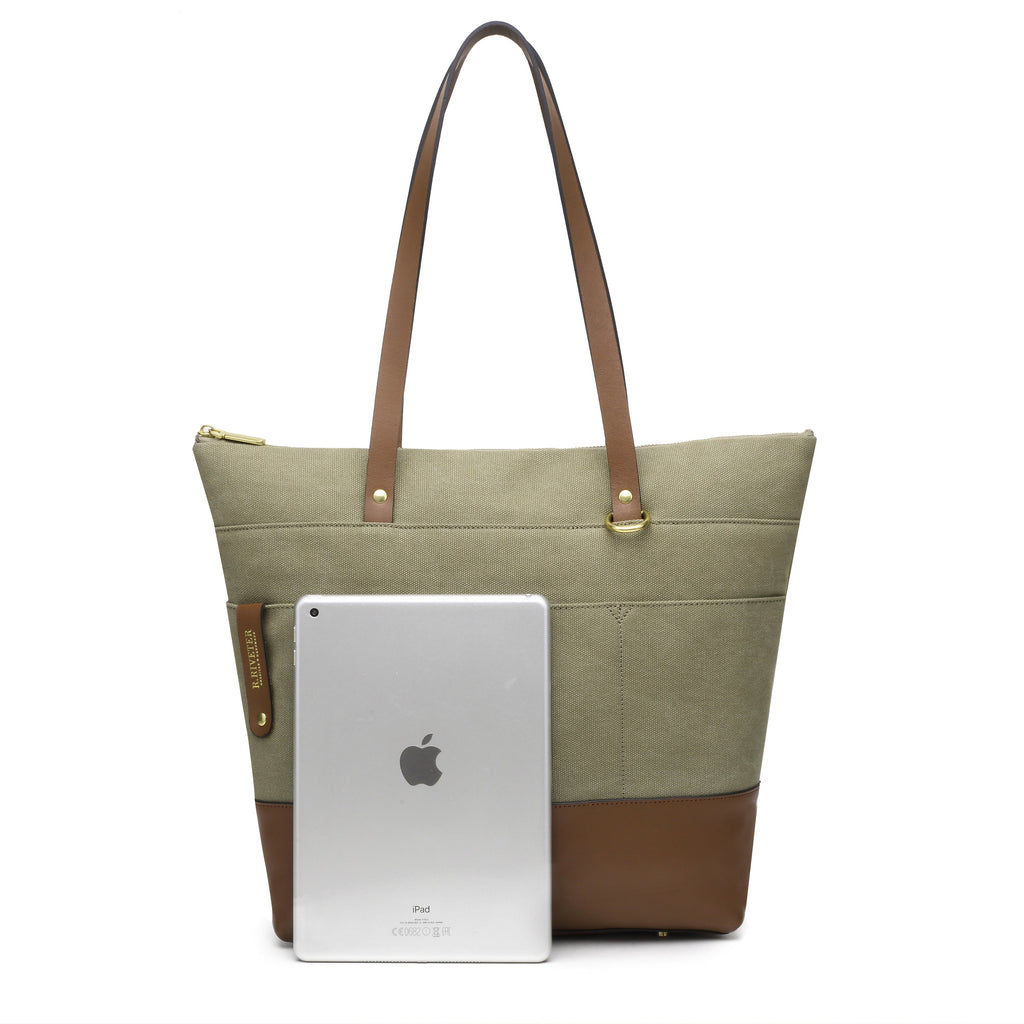 Harriet Tote Bag | Fatigue Washed Canvas + Brown Leather