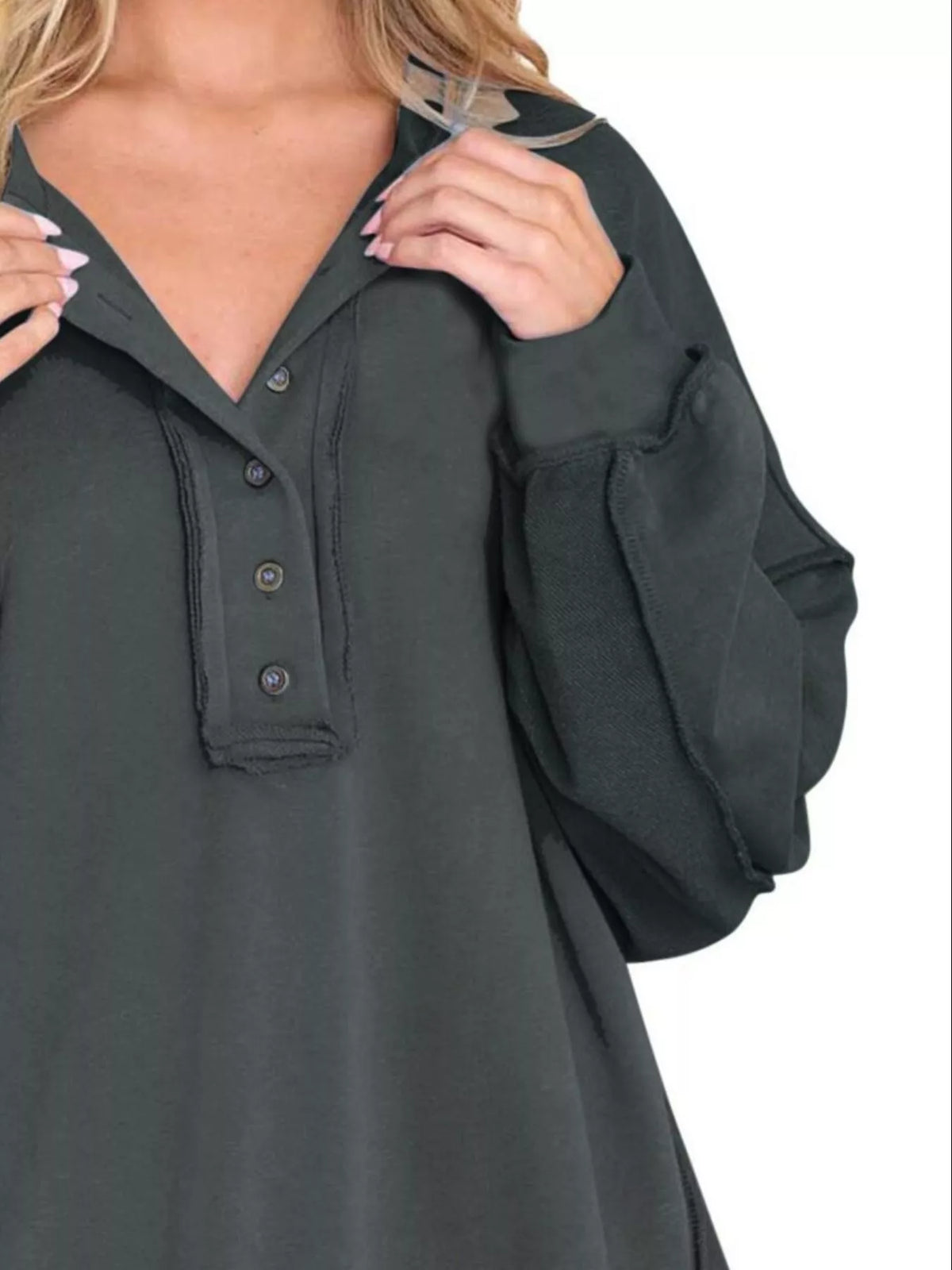 Half Snap Long Sleeve Sweatshirt