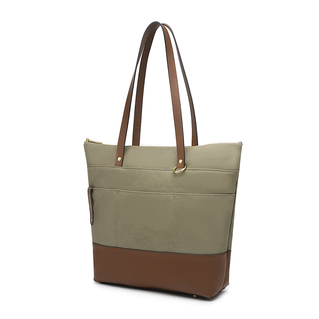 Harriet Tote Bag | Fatigue Washed Canvas + Brown Leather