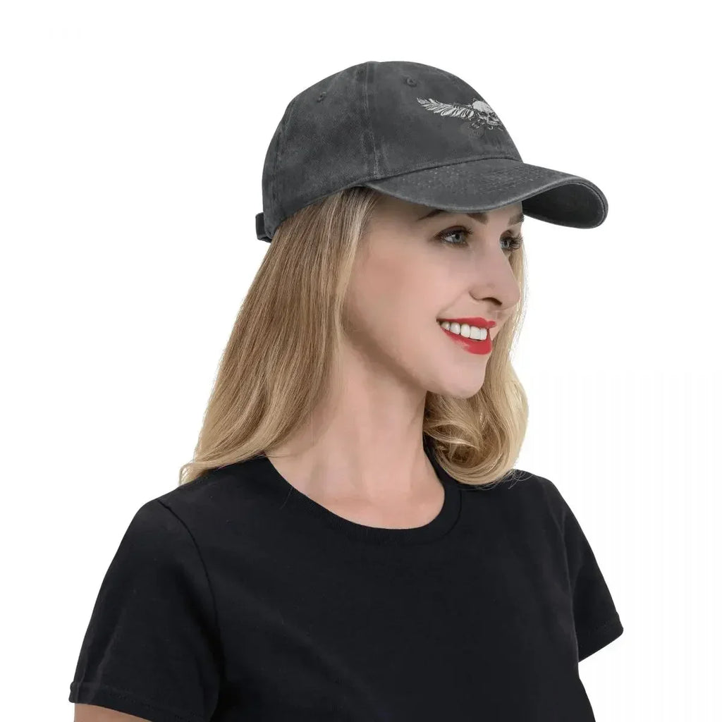 Guitar Rock Multicolor Skull Wing Baseball Caps