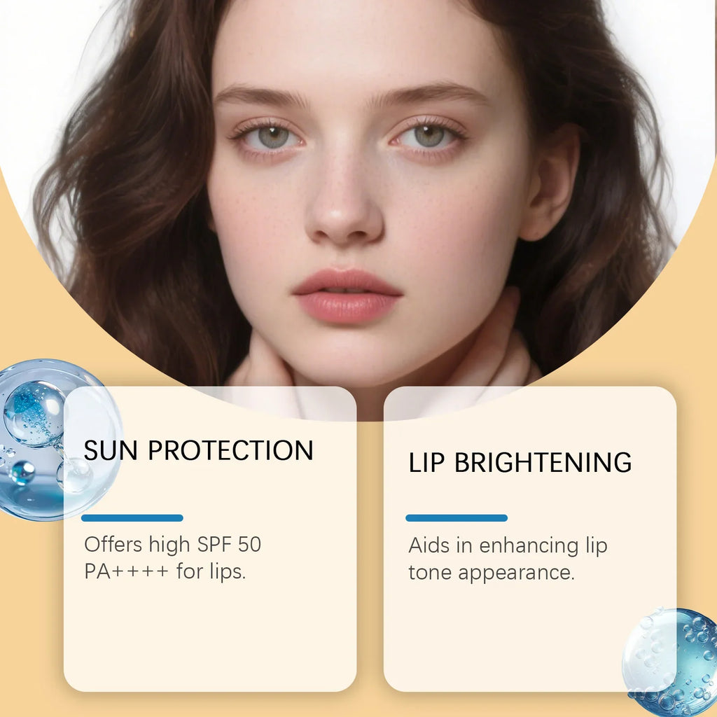 Sun Protective Lip Balm SPF50+ Hydrating Lip Sunblock Fade Lip Lines Nourishing Moisturizing Brighten with Kojic Acid Ceramide