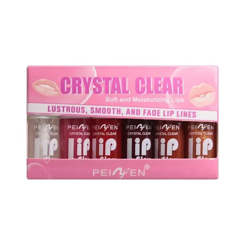 6 Pieces Glass Mirror Lip Gloss Set Hydrating Lightweight Lip Balm Glossy Shimmer Sheer Tint Peach Cherry Pink