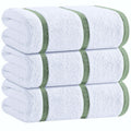 Cotton Pool Towels Oversized 35 x 70 Inch 3 Pack Ultra Absorbent and Low Lint Striped Beach Towels for Adults Stripes Design Luxury Extra Large Bath Towels Green 3 Pack