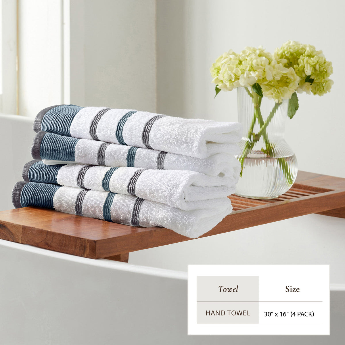Decorative Cotton Stripe Bath Towel Set - Noelle Collection