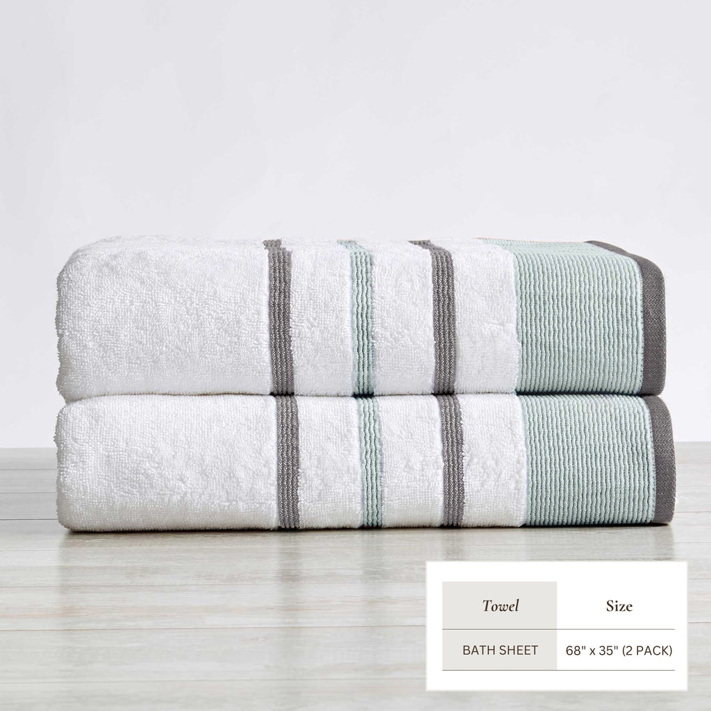 Decorative Cotton Stripe Bath Towel Set - Noelle Collection